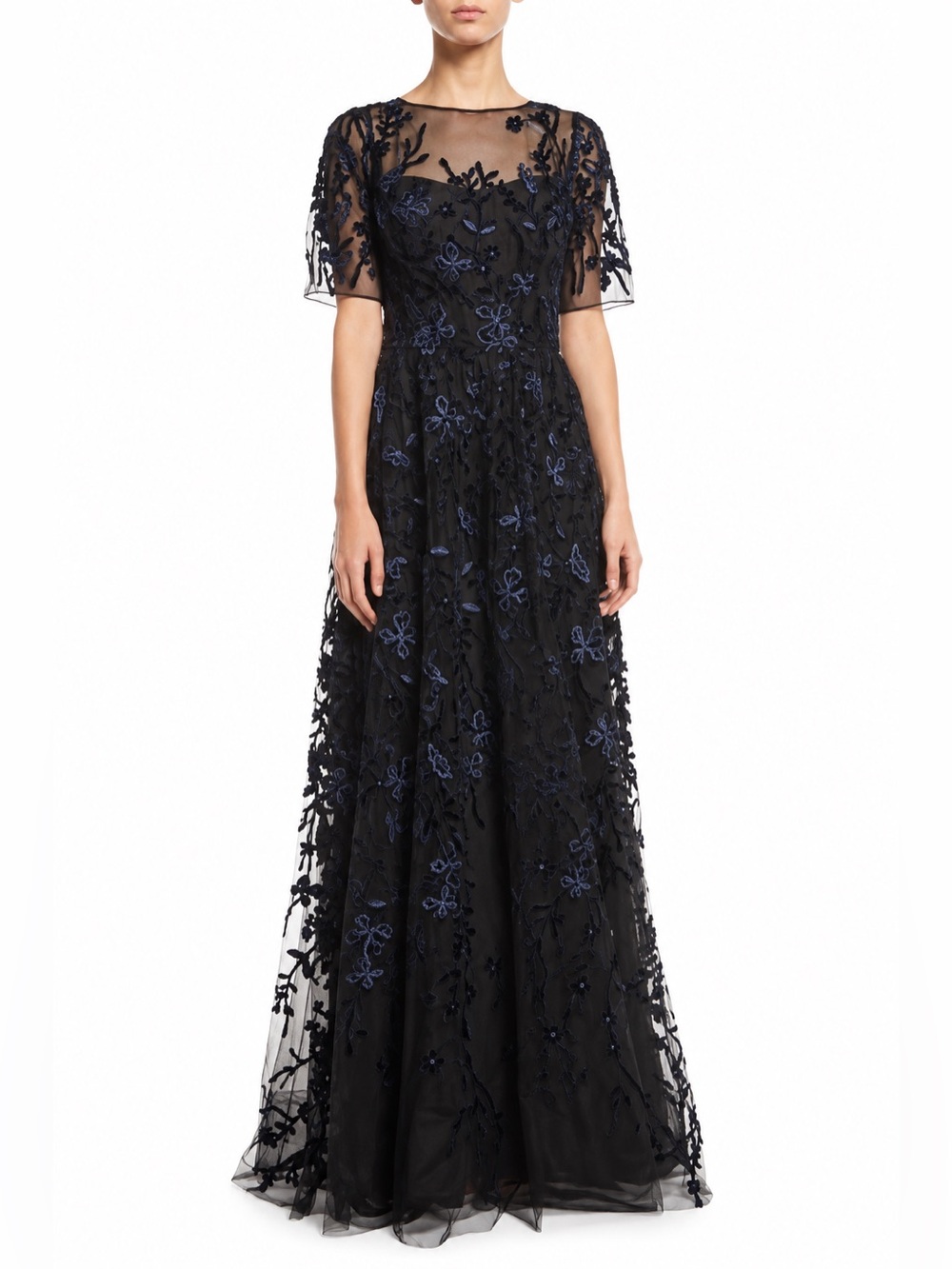 Rickie Freeman for Teri Jon Embroidered Floral Gown  Sz 4